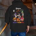 Boston Terrier Dog Christmas Happy Hallothankmas Halloween For Men Women Kids Men Zip Up Hoodie Back Print, Boston Terrier Halloween Hoodies, Boston Terrier Christmas Hoodies, funny gift