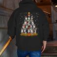 Boston Terrier Dog Christmas Tree Santa Hat Xmas Pajama Men Women Kids Men Zip Up Hoodie Back Print, Boston Terrier Christmas Hoodies, funny gift