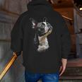 Boston Terrier Dog Graphic Pet Art Boston Terrier For Men Women Kids Men Zip Up Hoodie Back Print, funny gift
