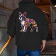 Boston Terrier Floral Dog Lover Vintage Distressed For Men Women Kids Men Zip Up Hoodie Back Print, funny gift