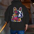 Boston Terrier Floral Vintage Dog Mom Distressed Men Women Kids Men Zip Up Hoodie Back Print, Boston Terrier Mom Hoodies, funny gift