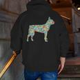 Boston Terrier Flower Silhouette Floral Dog Men Women Girls Kids Men Zip Up Hoodie Back Print, funny gift