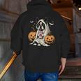 Boston Terrier Ghost Boo Halloween Costume Spooky Season Men Zip Up Hoodie Back Print, Boston Terrier Ghost Hoodies, Boston Terrier Halloween Hoodies, funny gift