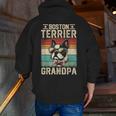 Boston Terrier Grandpa Dog Lover Father's Day Men Zip Up Hoodie Back Print, funny gift