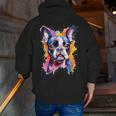 Boston Terrier Lover Pop Art Color Boston Terrier Dog For Men Women Girls Kids Men Zip Up Hoodie Back Print, funny gift