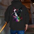 Boston Terrier Lovers Colorful Pop Art Boston Terrier Men Zip Up Hoodie Back Print, funny gift