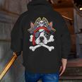 Boston Terrier Pirate T Shirt Jolly Roger Crossbones Skull Men Zip Up Hoodie Back Print, funny gift