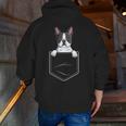 Boston Terrier In The Pocket Cute Boston Terrier Dog Lovers For Men Women Girls Kids Men Zip Up Hoodie Back Print, funny gift
