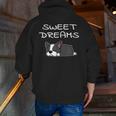Boston Terrier Puppy Sweet Dreams Pajama For Bedtime Men Zip Up Hoodie Back Print, funny gift