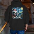 Boston Terrier Santa Starry Night Van Gogh Christmas Dog Men Women Kids Men Zip Up Hoodie Back Print, Boston Terrier Christmas Hoodies, funny gift