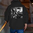 Boston Terrier Graphic Selfie With UFOs Weird Aliens Men Zip Up Hoodie Back Print, funny gift