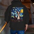 Boston Terrier Starry Night Van Gogh Art Men Zip Up Hoodie Back Print, funny gift