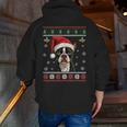 Boston Terrier Ugly Christmas Sweater Xmas For Adults Kids Men Zip Up Hoodie Back Print, Boston Terrier Christmas Hoodies, funny gift
