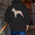 Boston Terrier Watercolor Flowers Men Zip Up Hoodie Back Print, funny gift