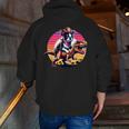 Boston Terrier Wearing A Cowboy Hat On T-Rex Men Zip Up Hoodie Back Print, funny gift