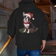 Cute Boston Terrier Dog Christmas Merry X-Mas Graphic Men Zip Up Hoodie Back Print, Boston Terrier Christmas Hoodies, funny gift