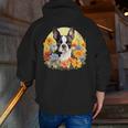 Cute Boston Terrier Spring Flower Garden Colorful Puppy Dog Men Zip Up Hoodie Back Print, funny gift