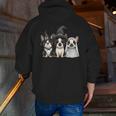 Cute Halloween Boston Terrier Dogs Witch Hat Ghost Dog For Men Women Kids Men Zip Up Hoodie Back Print, Boston Terrier Ghost Hoodies, Boston Terrier Halloween Hoodies, funny gift