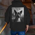 Dog Mom Dad Alien Selfie Boston Terrier UFO For Men Women Men Zip Up Hoodie Back Print, Boston Terrier Mom Hoodies, Boston Terrier Dad Hoodies, funny gift