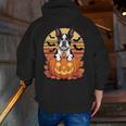 Halloween Retro Boston Terrier Men Zip Up Hoodie Back Print, Boston Terrier Halloween Hoodies, funny gift