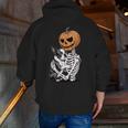 Halloween Skeleton Boston Terrier Men Zip Up Hoodie Back Print, Boston Terrier Halloween Hoodies, funny gift