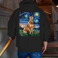 Red Heeler Starry Night Cattle Dog Colorful Art By Aja For Men Women Girls Kids Men Zip Up Hoodie Back Print, funny gift
