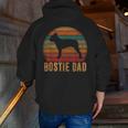 Retro Boston Terrier Dad Dog Owner Pet Bostie Father Men Zip Up Hoodie Back Print, Boston Terrier Dad Hoodies, funny gift