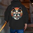 Retro Sunset Sunglasses Boston Terrier Boston Bull Bostie Men Zip Up Hoodie Back Print, funny gift
