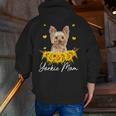 Sunflower Yorkie Mom Dog Lover Men Zip Up Hoodie Back Print, funny gift