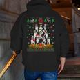 Ugly Sweater Christmas Tree Boston Terrier Dog Xmas Pajama Men Zip Up Hoodie Back Print, Boston Terrier Christmas Hoodies, funny gift