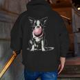 Vintage Boston Terrier Blowing Bubble Gum American Gentleman Men Zip Up Hoodie Back Print, American Boston Terrier Hoodies, funny gift