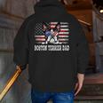 Vintage Boston Terrier Dad American Flag Father's Day Men Zip Up Hoodie Back Print, Boston Terrier Dad Hoodies, American Boston Terrier Hoodies, funny gift