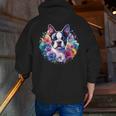 Watercolor Floral Boston Terrier Mama Dog Lover Mother's Day Men Zip Up Hoodie Back Print, funny gift