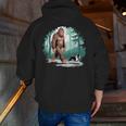 Whimsical Forest Adventures Sasquatch Bigfoot Walking Boston Terrier Dog Lovers Men Zip Up Hoodie Back Print, funny gift