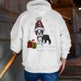 Boston Terrier Christmas T Shirt-Life Is Merrier Premium Tri-Blend Men Zip Up Hoodie Back Print, Boston Terrier Christmas Hoodies, funny gift