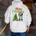Boston Terrier Christmas Tree Lights Xmas Dog Lover Men Zip Up Hoodie Back Print, Boston Terrier Christmas Hoodies, funny gift