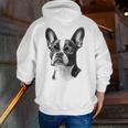 Boston Terrier Dog Motif Pet Illustration Boston Terrier For Men Women Kids Men Zip Up Hoodie Back Print, funny gift