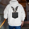 Boston Terrier Dog Puppy Dog In Pocket Cute Pet Lover Men Zip Up Hoodie Back Print, funny gift