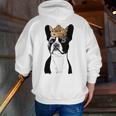 Boston Terrier Dog Wearing Crown For Men Women Girls Kids Men Zip Up Hoodie Back Print, funny gift