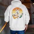Boston Terrier Guitar Retro Men Zip Up Hoodie Back Print, funny gift