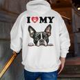 Boston Terrier I Heart My Dog Dog Lover Men Zip Up Hoodie Back Print, funny gift