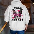 Boston Terrier Heart Glasses Girls Bostie Valentines Day Men Zip Up Hoodie Back Print, funny gift