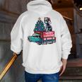 Boston Terrier Merry Christmas Tree Truck Santa Dog X-Mas Men Zip Up Hoodie Back Print, Boston Terrier Christmas Hoodies, funny gift