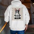 Boston Terrier Mug Shot Guilty Dog Men Zip Up Hoodie Back Print, funny gift