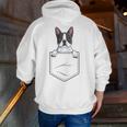 Boston Terrier In The Pocket Cute Boston Terrier Dog Lovers Men Women Girls Kids Men Zip Up Hoodie Back Print, funny gift