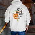 Boston Terrier Pumpkin Jack O Lantern Halloween Men Zip Up Hoodie Back Print, Boston Terrier Halloween Hoodies, funny gift