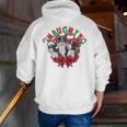 Boston Terrier Santa Claus Elf Reindeer Christmas Dog X-Mas Men Zip Up Hoodie Back Print, Boston Terrier Christmas Hoodies, funny gift