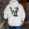 Boston Terrier Santa Claus Hat Merry Christmas Dog X-Mas Men Zip Up Hoodie Back Print, Boston Terrier Christmas Hoodies, funny gift