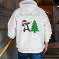 Boston Terrier Santa Hat Dabbing Around The Christmas Tree Men Zip Up Hoodie Back Print, Boston Terrier Christmas Hoodies, funny gift