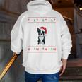 Boston Terrier Wearing Santa Hat Ugly Xmas Dog Lovers Men Zip Up Hoodie Back Print, funny gift